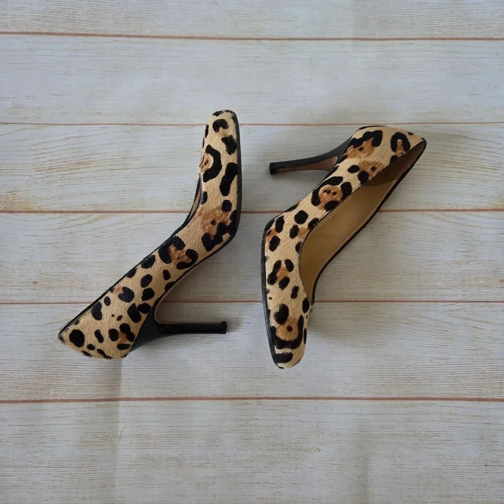 Kate Spade Leather Calfskin Animal Print Round Toe Heels Brown Black Size 6 1/2B